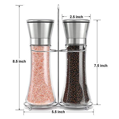 Salt and Pepper Shakers Grinders Refillable Stainless Steel,Adjustable