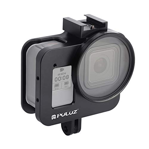 PULUZ Aluminium Housing Case Alloy Protective Skeleton Frame with 52mm UV Lens for GoPro HERO 8 Black Action Camera Black Protective Cage