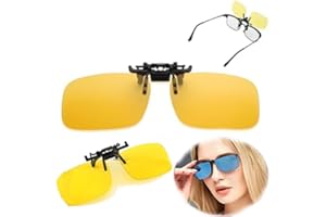 Clip on Polarized Night Vision Glasses, Retro Flip up Sunglasses，UV Protection, Prescription Glasses for Night Driving