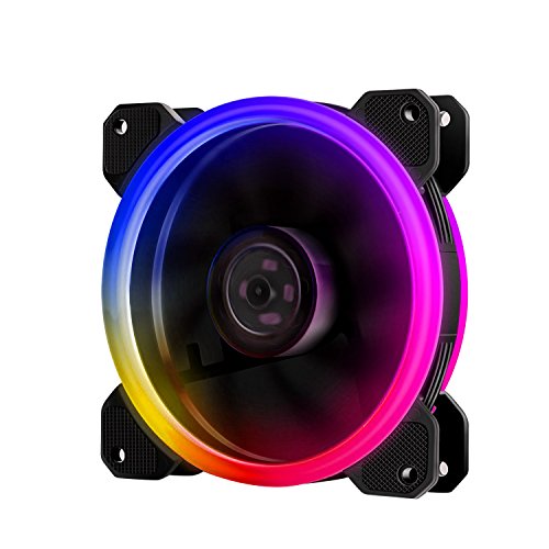EZDIYFAB 1Pack Wireless RGB LED 120mm Case Fan for PC Case, CPU