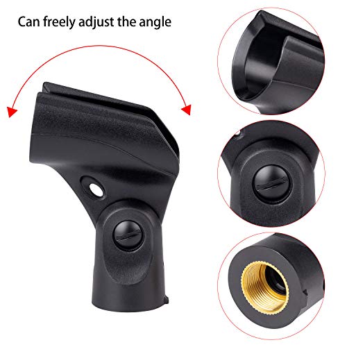 Universal Microphone Clip Holder with Nut Adapters 5/8" to 3/8", 5 Pack