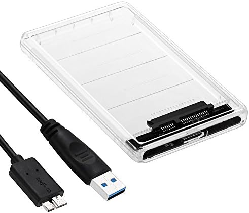 USB 3.0 to SATA 3.0 Adapter with Case, AUYOUWEI 2.5 inch SATA HDD/SSD Up to 2TB High-Speed External Hard Disk Drive Enclosure HD Transparent Box, Support UASP SATA III