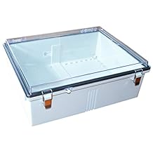 bud industries ptq11073 °C IP 67 pc 10% fibra de vidrio con bisagras, con cubierta transparente, color gris