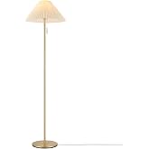 Globe Electric 62" Brass Floor Lamp with Pleated Fabric Shade