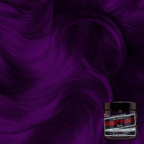 MANIC PANIC Classic Plum Passion Semi Permanent Hair Color - Warm Purple Hair Dye for Women & Men That Lasts 4-6 Weeks - Vegan, Ammonia & Cruelty-Free - Create & Mix Custom Shades (4oz)