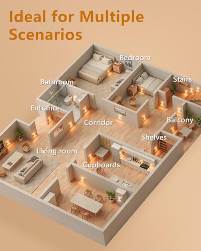 WILLED Luz Nocturna Recargable con Sensor de Movimiento, Luz LED para Escaleras, 8 Piezas, 3 Modos (Auto/Encendido/Apagado), Luz Adhesiva para Pasillos, Armarios y Cocina