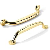 CABDM 10 Pack 5 inch Hole Center Polished Brass Cabinet Pulls - Heavy Duty Solid Drawer Hardware Handles Kitchen Vanity Bathroom Handles