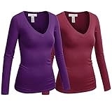 Basic Fashion Women's Long Sleeve V-Neck Tee Top