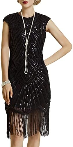 BABEYOND Women's Flapper Dresses 1920s Beaded Fringed Great Gatsby Dress,  Black, L price in UAE | Amazon UAE | kanbkam