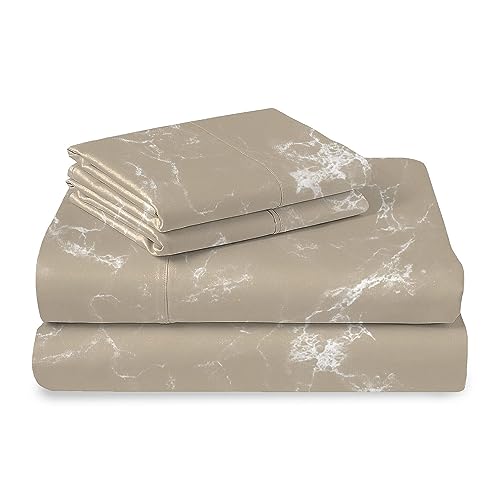 Pizuna 100% Cotton Marble Print Twin Sheets