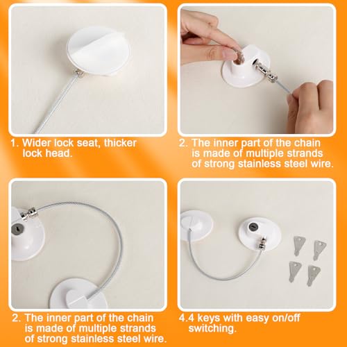 Romon 4 x Child Window Safety Locks with 8 Keys for Doors, Windows and Fridges, Drawers, Washing Machines, Focused on Child Safety