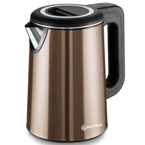 Chaleira Elétrica Inox 2 Litros 127/ 220V com Base Giratória 360° Aquecimento Rápido e Desligamento Automático (Marrom, 127V)