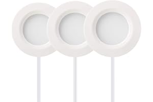 GETINLIGHT 2.75" Wide 3000K Dimmable LED Puck Lights Kit, Plug-in Installation with recessed or Surface Mounted, White Finish