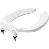 Commercial Heavy Duty Open Front Toilet Seat Without Cover, Thickened Material, Never Loosen, ELONGATED, White (18.5”), 1-Pac
