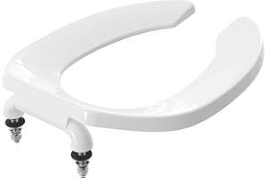 CCBELLO Commercial Heavy Duty Open Front Toilet Seat Without Cover, Thickened Material, Never Loosen, ELONGATED, White (18.5”), 1-Pack