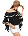 Zeagoo Women Off The Shoulder Top Bell Sleeve Floral Print Blouse
