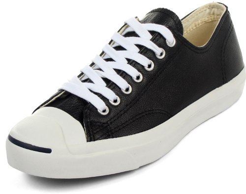 Converse Jack Purcell Leather Fashion-Sneakers, Black/White, 9 B(M) US Women / 7.5 D(M) US Men