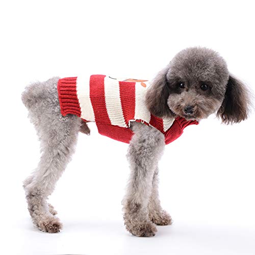 DOGGYZSTYLE Christmas Pet Clothes The Stripe Snowman Sweater The Cat Dog Sweater Pets Jacket Dogs Apparel (L, Red White Reindeer)