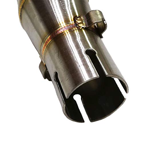 Unlimited Rider Motorcycle Exhaust Middle Pipe Stainless Steel Mid-Pipe 51mm Adapter Inlet Slip-On Connector for Kawasaki Z250 Z300 2008-2017, Ninja 300 EX300 2013-2017, Ninja 250 R EX250 08-12 250R