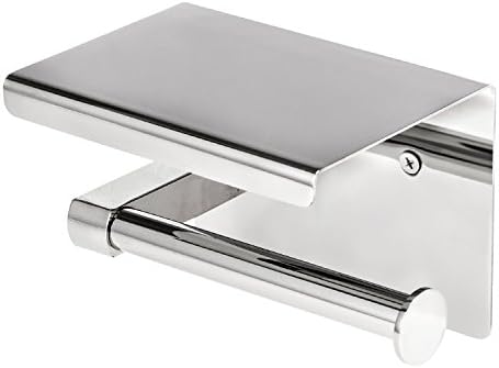 BlanceEG Toilet Paper Holder, SUS304 Stainless Steel Wall Mounted Bathroom Tissue Holder with Phone Shelf (1.21lb)