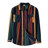 Vintage Shirts for Men Striped Button Up Big and