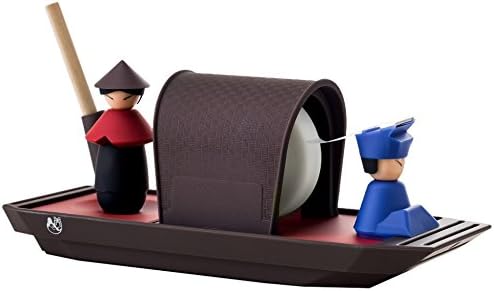 iThinking Formosa Treasure ITK-CM8002-R Rowboat Desk Accessory, Includes Tape Dispenser, Storage Box, Pen Holder, Magnetic Paper Clip Holder, Red
