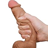 Realistic Dildos Dildo with Strong Suction Cup 8.27inch Lifelike Silicone Dong, Flexible Cock with Curved Shaft and Balls for Vaginal G-spot and Anal Play, Sex Toy for Women Couples