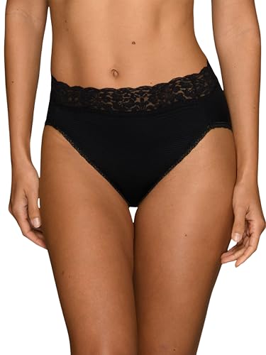 Vanity Fair womens Flattering Lace Panties Briefs, Hi Cut - Black Stripe, 8 US