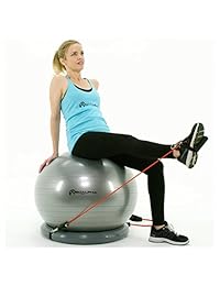 SoAlpha - Bola de ejercicio con bandas de resistencia de 15 lb, base de estabilidad, bomba de 25.6 in, bola de fitness, soporta hasta 600 lb, bola de estabilidad con bandas de resistencia de calidad de gimnasio, paquete completo de gimnasio en casa