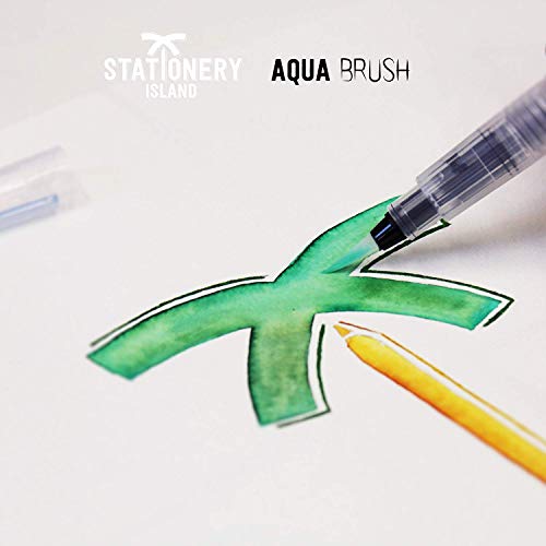 Stationery Island Aqua Brushes Pack of 6 Assorted Nibs. Refillable
