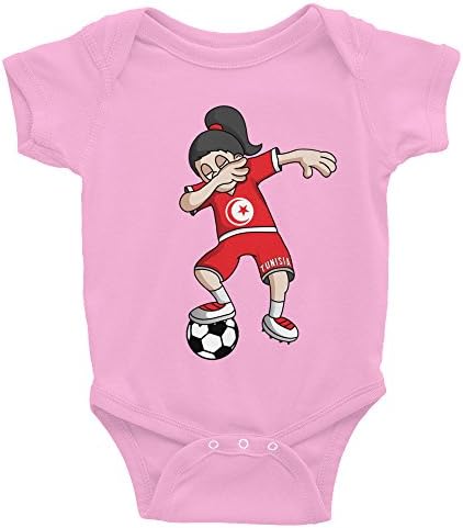 Small Town Merch Tunisia National Football Team - Dabbing Soccer Girl - Cup Soccer - Infant Bodysuit Onesie