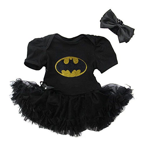 Cute Bat Glitter Baby Girl Tutu Dress Halloween Costume 2 Pc Black