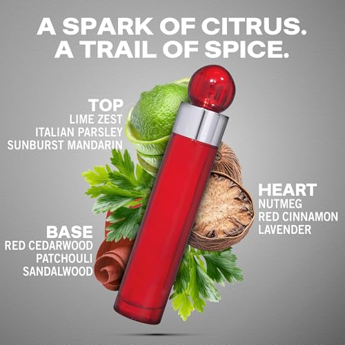 Perry Ellis 360° Red Eau De Toilette Spray for Men - Mens Cologne, Long Lasting Perfume, EDT, Fragrance with Notes of Clove, Cinnamon & Patchouli - 3.4 fl oz (100 mL)