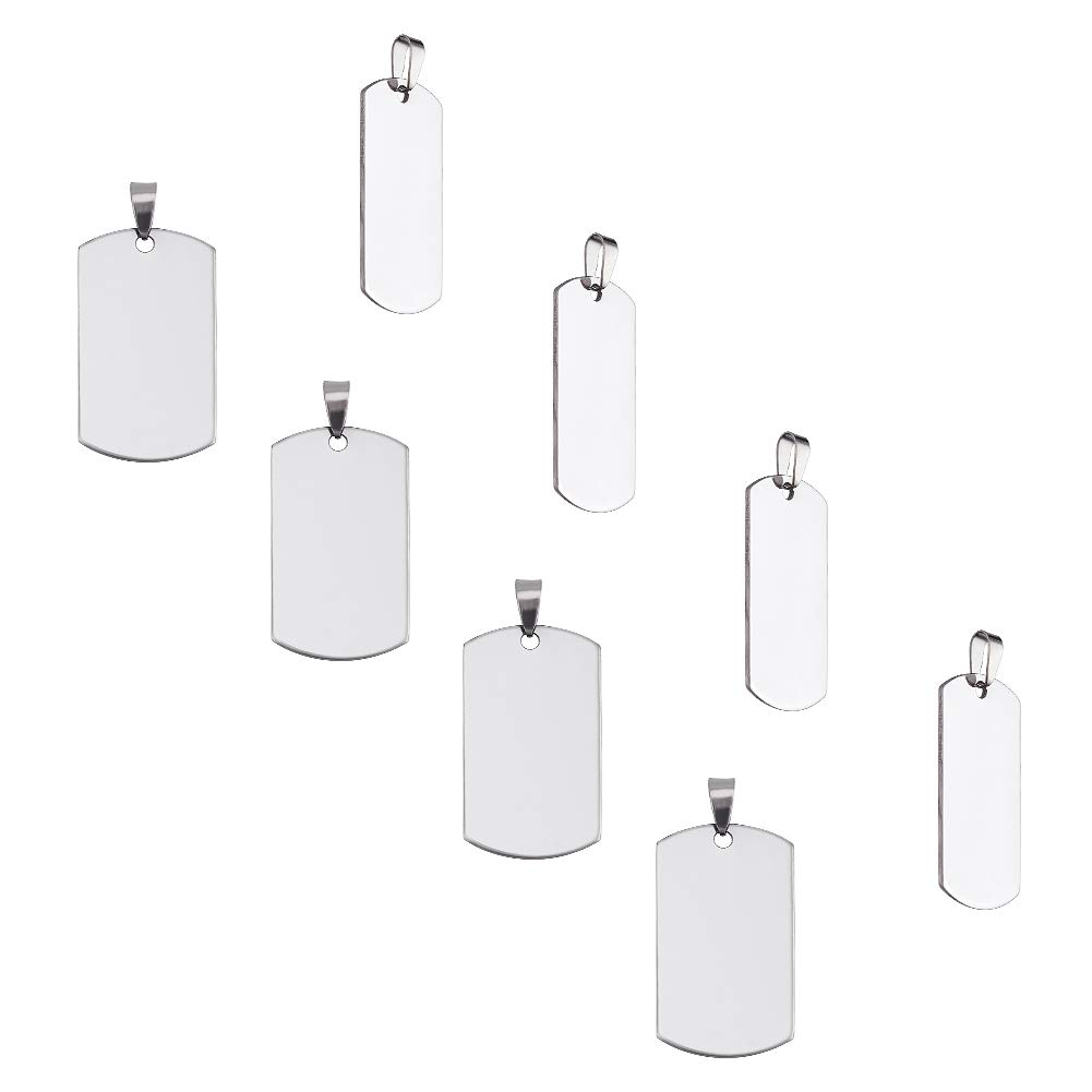 UNICRAFTALE 30pcs Rectangle Stamping Blank Tags with Snap on Bail Stamping Blanks Stainless Steel Pendants Smooth Dangle Pendant Blanks for Bracelet Necklace Jewelry DIY 43x24x1mm