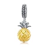 WOSTU 925 Sterling Silver Crystal Zircon Pineapple Charms for Bracelets Beads Charms Pendant Necklace