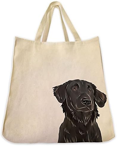 Extra Large Eco Friendly Reusable Cotton Twill Grocery Shopping Tote Bag (Flat-Coated Retriever)