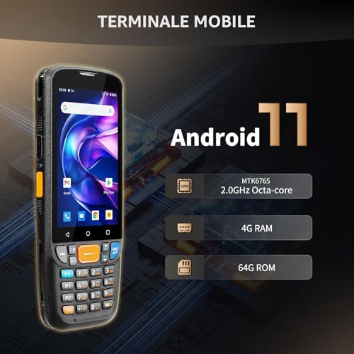 NETUM Android 11 Handheld Code Scanner Q500, 4+64GB Mobile Computer, Honeywell HS7 1D 2D Scan Engine, 4" Touch Screen with 23 Keys, IP67 Wi-Fi 4G BT NFC for Warehouse and Sale