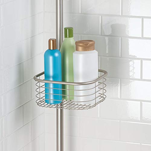 mDesign Metal Bathroom Shower Storage Constant Tension Pole Caddy