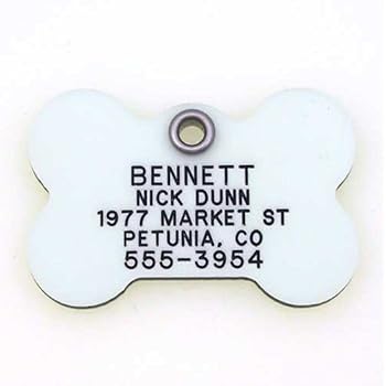 LuckyPet Pet ID Tag - Glow in The Dark Tags - Custom Engraved Dog Tags & cat Tags - Easy to Read & Durable - Medium Bone