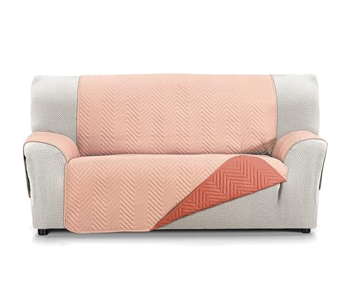Martina Home Milano Sofa Cover, Quilted Reversible 4 Seater Sofa Protector, Tile/Coral