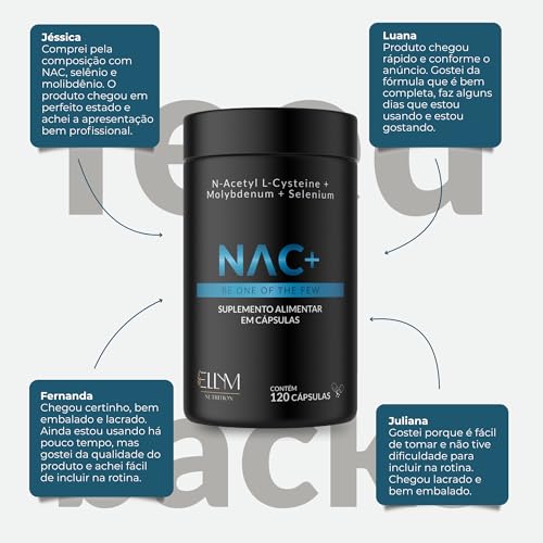 NAC N-Acetil L-Cisteína 600mg + Selênio + Molibdênio 360 Cápsulas Ellym Nutrition Alta Concentração