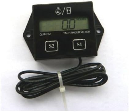 Astra Depot Black 2 &amp; 4 Stroke Small Engine Spark Tachometer Hour Meter LCD Digital