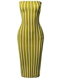 Women's Solid Or Pinstripe Off-Shoulder Crepe Tube Midi Dress