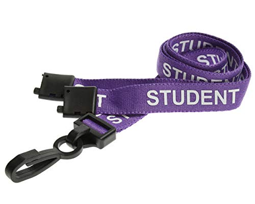 Purple Student Lanyards for Student ID with Safety Break and Plastic Clip - Pack of 100