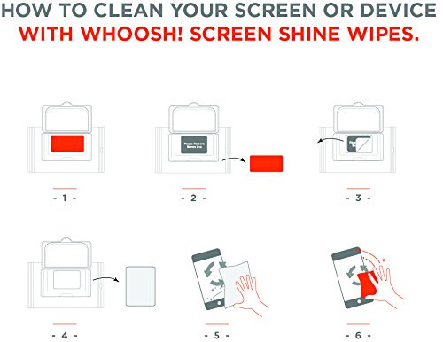 WHOOSH! Screen Cleaner Wipes 20Ct Amazon Pack - Best for Smartphones, iPads, Eyeglasses, Kindle, Including a Microfiber Cloth