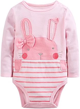 Newborn Baby Girls Long Sleeve Bodysuit Rabbit Jumpsuit Playsuit Outfits 100% Cotton Baby Sleep Suit Baby Girls Gifts for infants and babies Newborn Baby Outfit Baby Nursery– Kiddy Bird