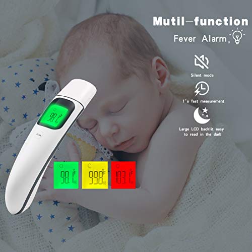 Juya Forehead and Ear Thermometer, Infrared Digital Thermometer for Fever and Fast Readings Forehead and Ear Integration for Baby, Kids and Adults with Fever Indicator