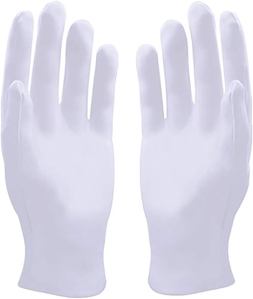 LANGING 24Pairs White Gloves Soft Resuable Pure Cotton Serving Gloves for Eczema Coin Jewelry Silver Inspection
