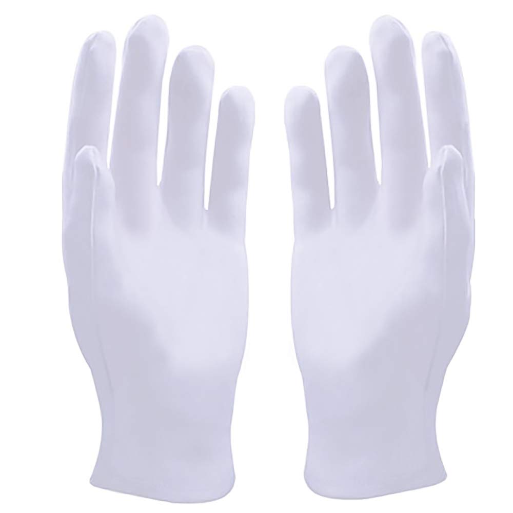 LANGING 24Pairs White Gloves Soft Resuable Pure Cotton Serving Gloves for Eczema Coin Jewelry Silver Inspection