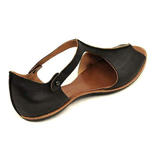 Sanyyanlsy Women Peep Toe Slip On Flat Sandal Ankle Low Heel Loafers Shallow Rivet Summer Outside Wear Basic Roman Boots Black - Thumbnail 2